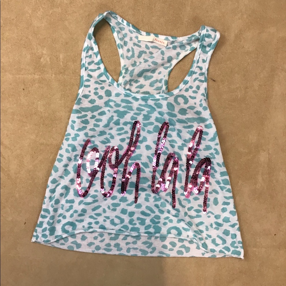 3/$20 Papaya size S 80’s inspired aerobics cutoff